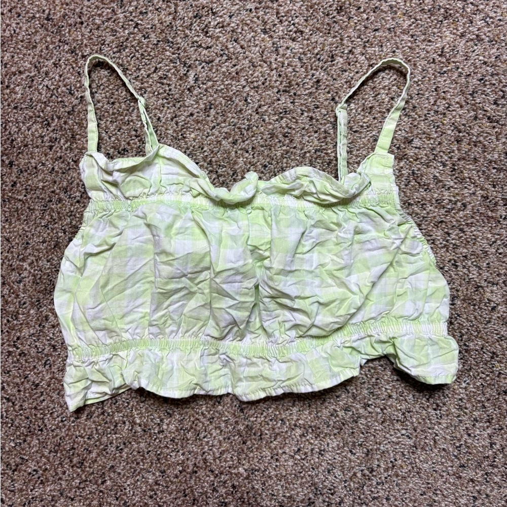 H&M Green and White Crop Top